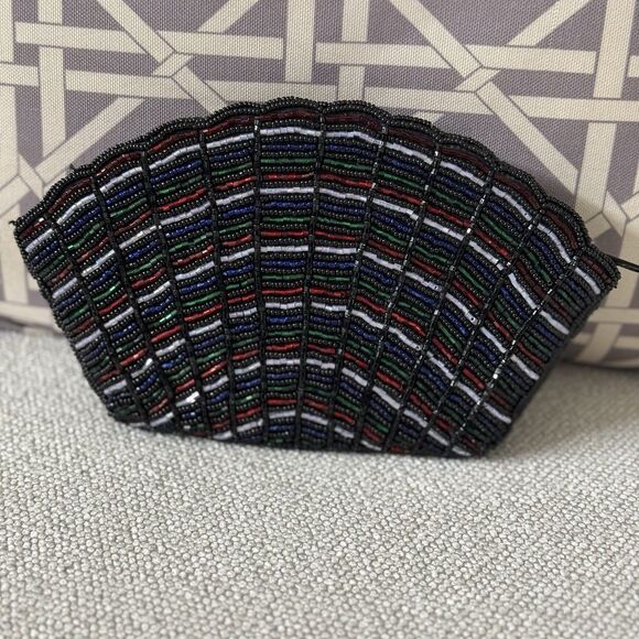 VTG Multi-Color Beaded Shell Clutch Neiman Marcus 20s Art Deco Scalloped Evening - Picture 2 of 9